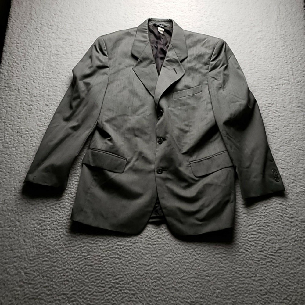 Roberto Villini Suit Mens 42 37x29 Gray Herringbone Tweed Wool 2 Piece Italy